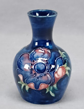 Moorcroft Pink Anemone & Cobalt Art Pottery 3 5/8 Inch Vase C.1928-1953 picture