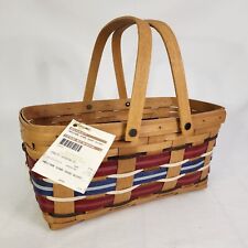 Longaberger 2013 Welcome Home Take Along Basket Americana Stripe Red White Blue picture