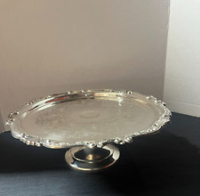 Vintage Sheridan Silverplated Round Pedestal Cake Plate - 12