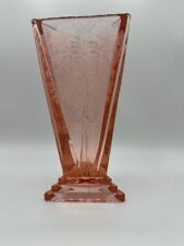 New Martinsville Rose Pink Elegant Glass Vase 8 1/2