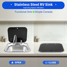 Hand Washing Basin Sink Stainless w/ Lid & Faucet,For RV Caravan Boat Camper picture