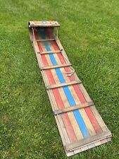 Vintage Toboggan Sled Red Blue continental Withington 6ft picture