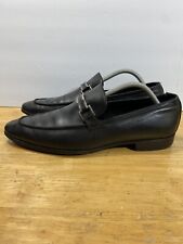 *USED* Ermenegildo Zegna Silver Bit Loafer Size US 10 Black Leather ITALY a0993x picture