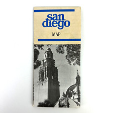 Vintage San Diego, California Travel Map 1992 America's Cup Restaurants Hotels picture