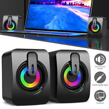 RGB 7 Color Wired Computer Speakers 3.5mm USB Powered Stereo Bass for PC Desktop picture