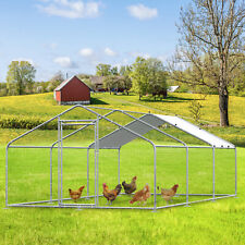 Large Metal Chicken Coop Run Walk-in Enclosure Poultry Hen Run House with Cover picture