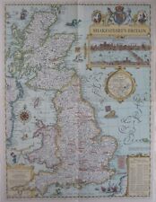 WILLIAM SHAKESPEARE Map GREAT BRITAIN England Scotland Wales Castles John Speed picture