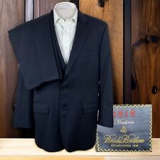 Brooks Brothers 1818 Madison 2 Piece Suit Mens 42R 32x29 Navy Stripe picture