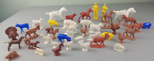 HUGE Lot Vintage 1940's/1950's Hard Plastic Toy Farmer Wife Farm Animals Figures picture