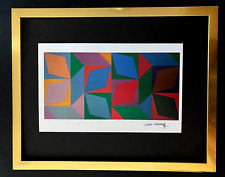 VICTOR VASARELY + SIGNED GEOMETRIC ABSTRACT PRINT FROM 1970 + WITH NEW FRAME picture