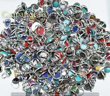BULK SALE  Mix Gemstone Ring Wholesale Lot 925 Sterling Silver Plated Rings picture