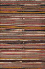 Vintage Striped Kilim Reversible Accent Rug 5x7 Wool Flat weave Tribal Carpet picture