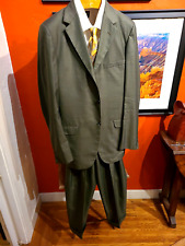 Vintage 1960's Green 3 Button Sharkskin Suit, Very Good Condition, 42 Extra Long picture
