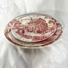 Vintage Empire Crockery Maddock Oval Serving Plates Set of 3 Red Transferware picture