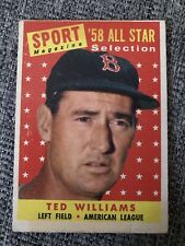 1958 TOPPS #485 TED WILLIAMS BOSTON RED SOX ALL STAR BASEBALL CARD HOF picture