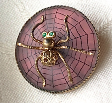 Antique Victorian Insect Spider Brooch - Rare and Unusual Camphor Glass picture