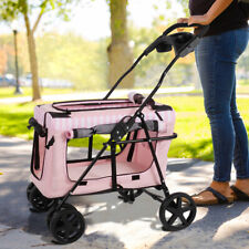Folding Dog Stroller Detachable Travel Carrier Pet Cat Cages Jogger Cup Holder picture