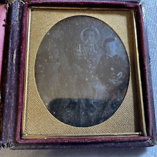 1/6 PLATE DAGUERREOTYPE YOUNG FAMILY MOTHER BONNET HOLDING BOYS, AND DAUGHTER picture