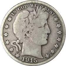 1915 S Barber Half Dollar VG Very Good 90% Silver 50c US Type Coin Collectible picture
