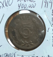1919 Mo Mexico 5 Centavos”KEY DATE”Bronze Scarce Coin-28MM-KM422-MINTAGE=400,000 picture