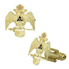 Scottish Rite 33rd Degree Wings Down Masonic Cufflinks. Gold tone and Color. picture
