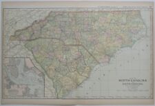 Original 1891 Map NORTH & SOUTH CAROLINA Counties Railroads Charleston Asheville picture