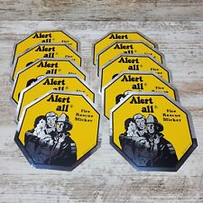 Lot of 10 Vintage Alert All Fire Rescue Sticker Kids Window Decal Yellow 1980 picture