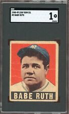 1948-1949 Leaf Babe Ruth Card #3 Yankees - Certified SGC 1 - Rare Card picture