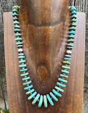 Southwestern 925 Sterling Silver Graduated Turquoise Bead Necklace. 18 inch picture