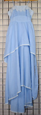 Maxi Dress VTG 60s 70s Jody T Blue Gingham Lace Trim Layered Belt Tie Sz 7 S/M picture