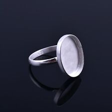 925 Sterling Silver Oval Blank Bezel Cup Stone Setting Ring Supplies picture
