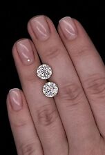 3 Ct TW Moissanite Solitaire Stud Earrings 14K White Gold GRA Certified FL/D 8mm picture