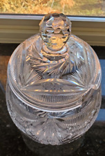 Impressive Antique Centerpiece Cut Glass Crystal Punch Bowl Hobstar File Drape picture