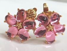 Vintage Trifari Pink Jelly Belly Cabochon Clip On Earrings picture