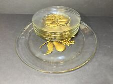 Vintage  Lambert Crystal Gold Color Fruit Inlay Serving Platter- Reg Plates B92 picture