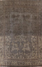 Vintage Over-Dyed Gray Traditional Tebriz Handmade Living Room Area Rug 9x12 picture