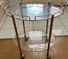 Vintage Brass faux Bamboo Bar Cart on Castor Wheels In Excellent Condition picture