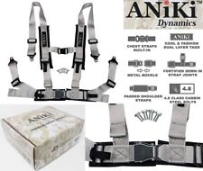 2 X ANIKI GRAY 4 POINT AIRCRAFT BUCKLE SEAT BELT HARNESS w/ ULTRA SHOULDER PAD picture