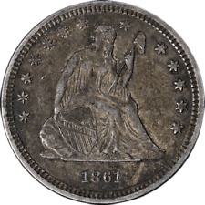 1861-P Seated Liberty Quarter Choice AU+ Great Eye Appeal Strong Strike picture