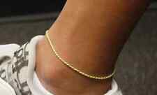 1.5MM Solid Italian 14K Yellow Gold Rope Anklet Chain 10
