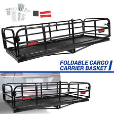 500LBS Folding Trailer Hitch Mount Cargo Carrier Basket Luggage Rack For SUV Car picture