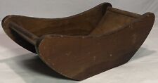 19.25” x 9” x 6.75” Vintage Antique Wooden Cheese Wheel Sleigh Coaster Cradle picture