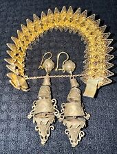 A Very unique Set Of Sterling And Gold Earings And Bracelet - Etruscan Revival - picture