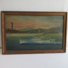 WW2 Royal Canadian Navy Painting unknown artist HMCS Dunver River Frigate Ship picture