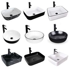 ELECWISH Bathroom Vessel Sink Ceramic Vanity Basin Bowl with Faucet Pop Up Drain picture