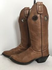Vintage Olathe Soft Elk Buckaroo Cowboy Boots 7.5 C Brown Leather Punchy USA picture