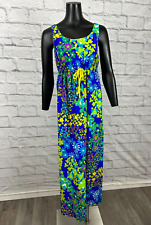 Kamehameha Floral Maxi Dress Multicolor Styled In Hawaii Barkcloth Vintage 60s picture