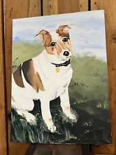 Vintage Original Oil Dog Painting On Canvas Signed MYK 82 Unframed picture