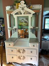 Refurbished vintage white drop well dresser mahogany  picture