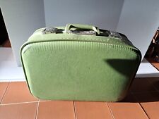 Vtg 1950's-60s Avocado Green  Suitcase Small Size (12x17x6 in) Scuffs & Scrapes picture